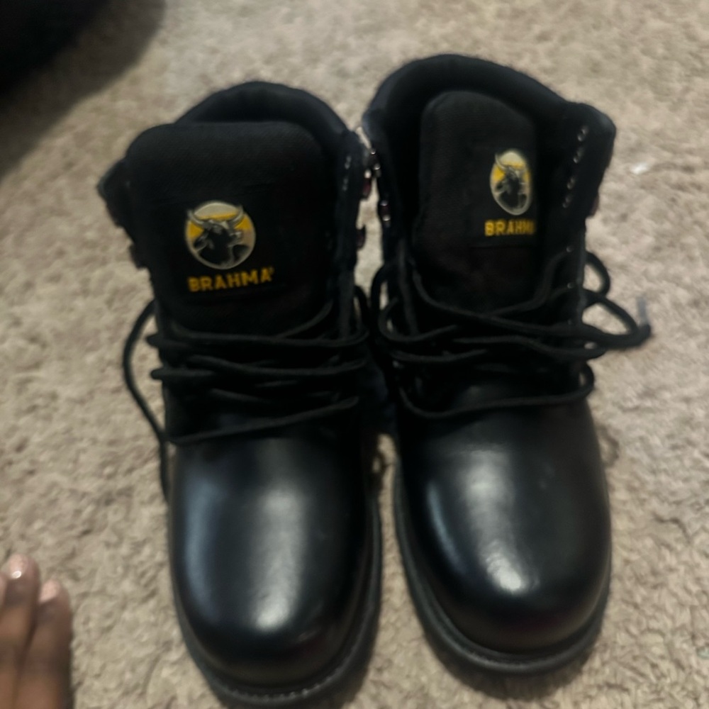 Brahma Black Boots with Yellow Logo steel toe